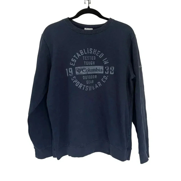 Columbia Mens Blue Crew Neck Sweatshirt Logo Pullover Size Medium - Picture 1 of 3